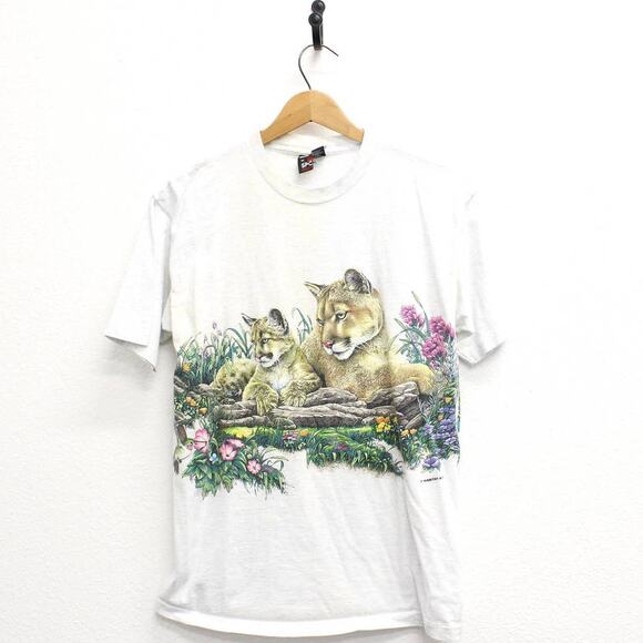 Vintage Mountain Lion Big Cat T Shirt Medium - Picture 1 of 5